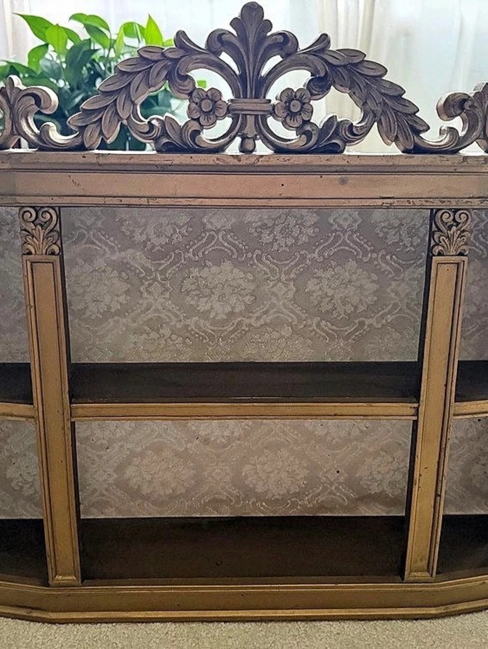 Syroco Vintage Ornate Brown & Gold Wall Curio Shelf